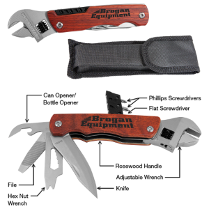 6.5" Wrench Multi-Tool with Wood Handle and Belt Bag