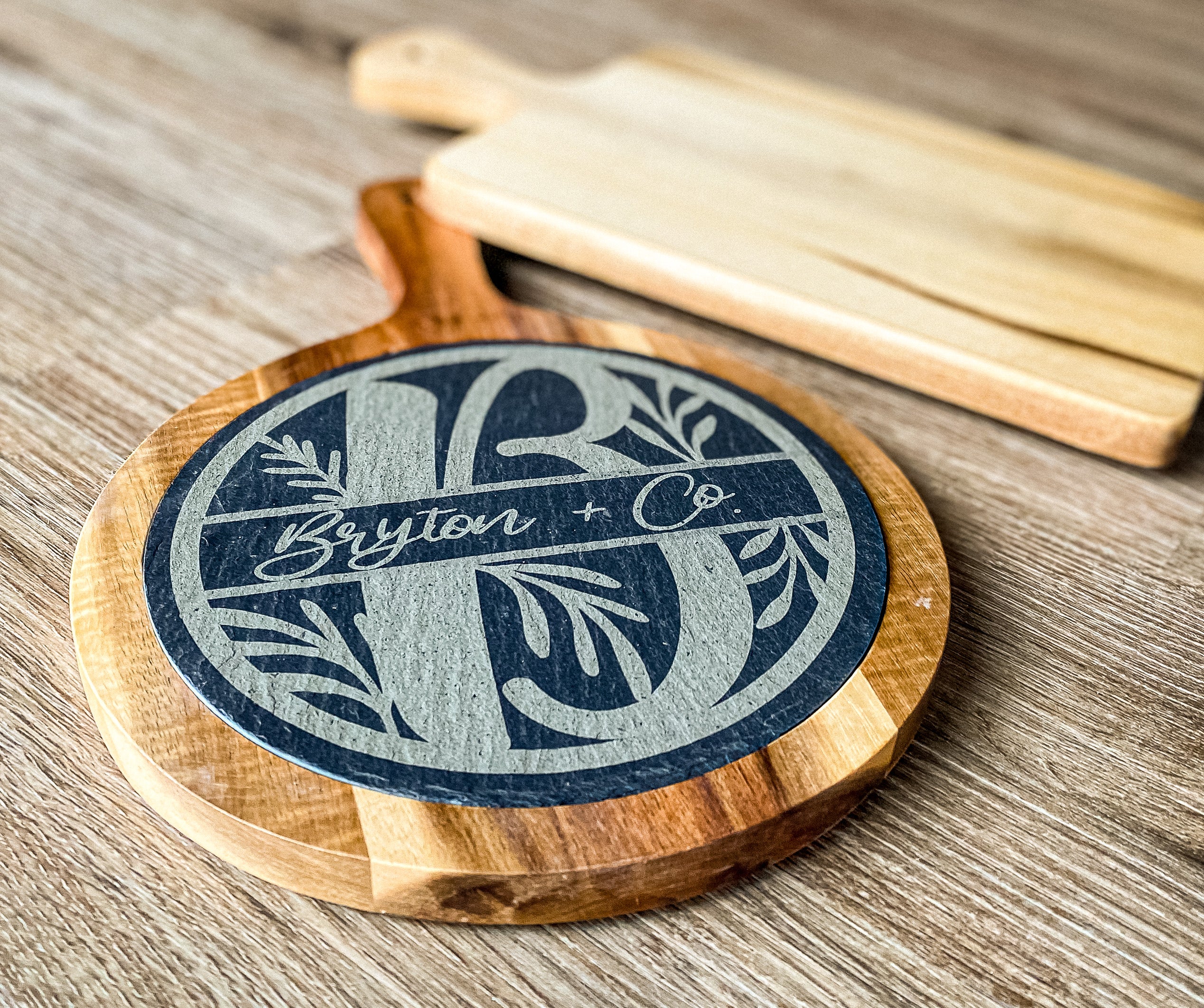 Custom Engraved Slate + Acacia wood Cutting Boards